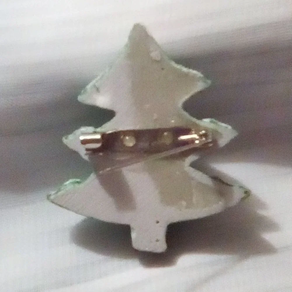 Vintage Santa Carrying a Candy Cane with Ringing Bells Red Enamel Gold Tone Pin+
